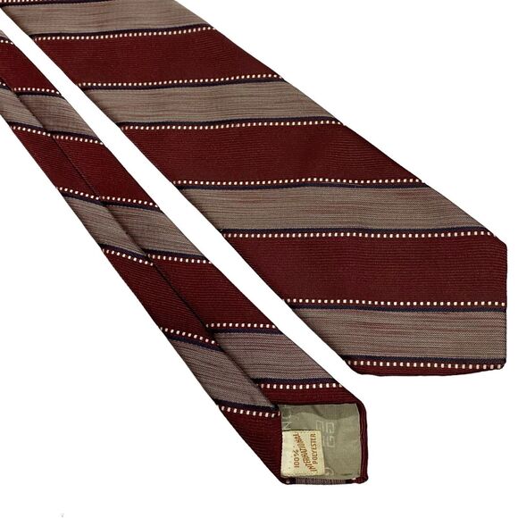 VTG Givenchy Gentlemen Paris Burgundy Stripe Men's Tie 100% Polyester - Picture 8 of 9